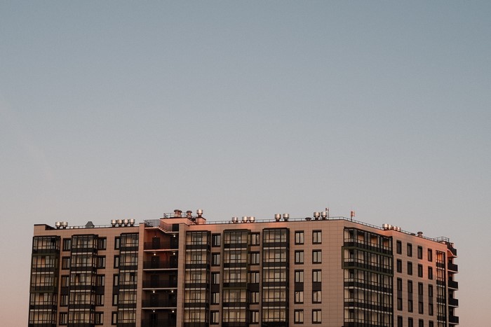 clear sky, sunrise, building