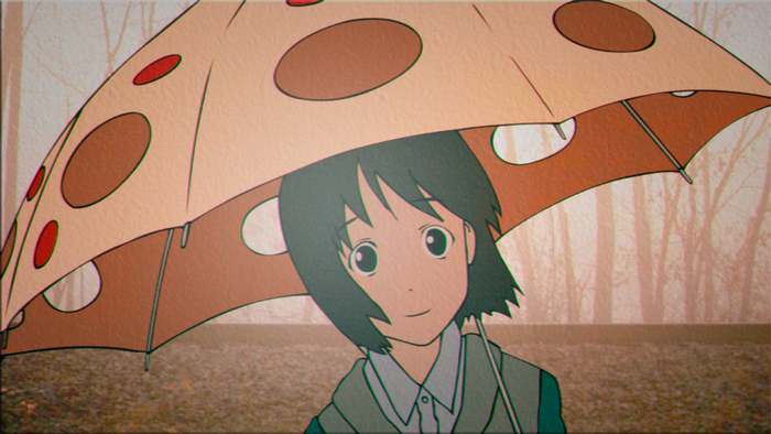 forest, fall, Nakahara Misaki, trees, face, umbrella, Welcome to the NHK, schoolgirl, NHK ni Youkoso!, anime girls