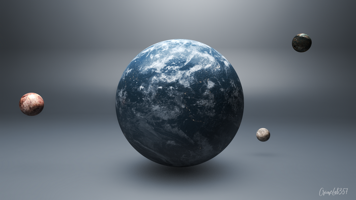 planet, 3D graphics, watermarked