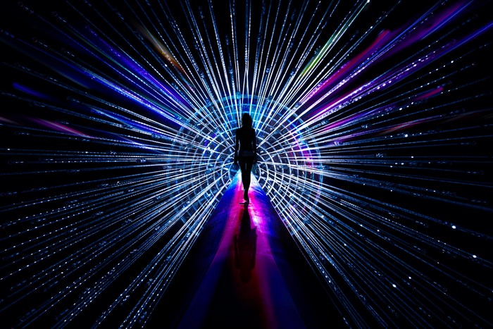 4K, psychedelic, blue, colorful, walking, pink, abstract, women, black, Void
