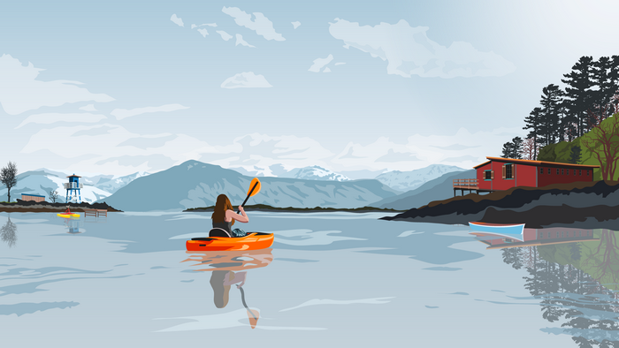 4K, sea, tower, wilderness, calm, pirates, rowboat, boat, hut, mountains, solo, traveler, trees, rafting, antographics, White Mountains, raft
