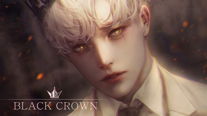 white clothing, anime boys, face, anime, Pixiv, white hair, necktie, crown, yellow eyes, suits