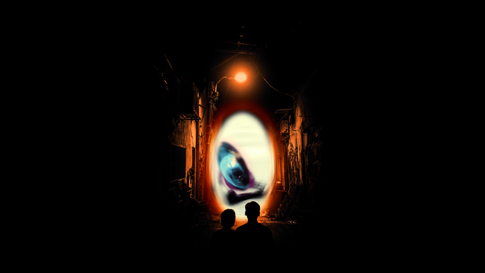 4K, black background, Portals, black, simple, simple background, universe, digital art, portal, parallel