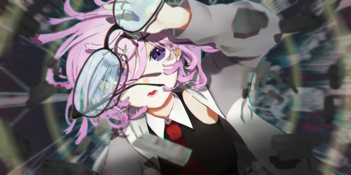 glasses, Fate/Grand Order, jacket, Mash Kyrielight, pink hair, anime girls, tie, anime, purple eyes, short hair
