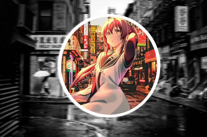 city, picture-in-picture, Yuru Yuri