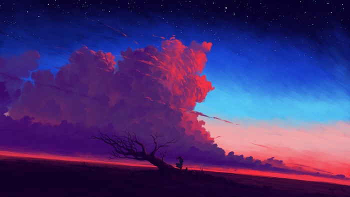 digital painting, landscape, clouds, BisBiswas, sky