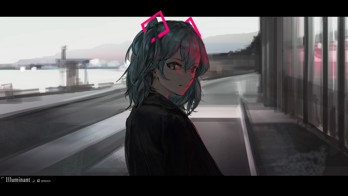 4K, looking back, anime girls, anime