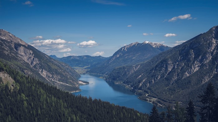nature, forest, mountains, trees, landscape, clouds, water, Austria