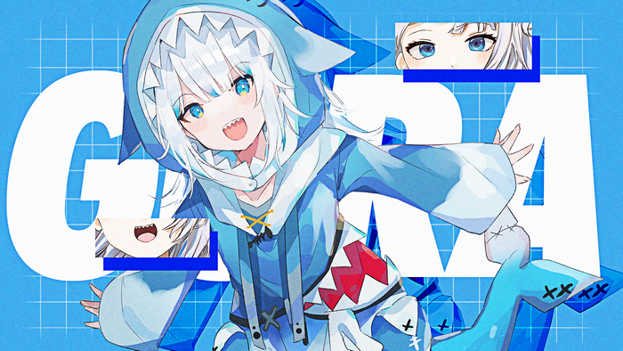 Gawr Gura from Hololive in Digital Anime Art