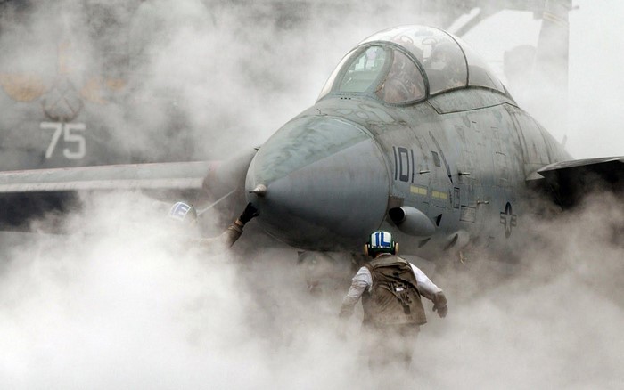 smoke, United States Navy, military, military vehicle, aircraft, warplanes, F-14 Tomcat, military aircraft, Grumman F-14 Tomcat