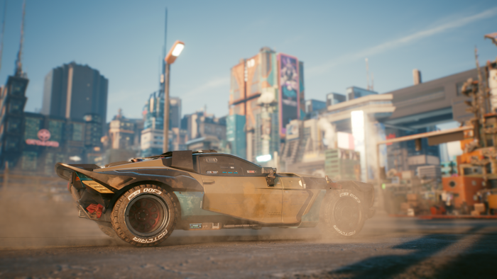 car, CD Projekt RED, cyberpunk, city, drift, Cyberpunk 2077