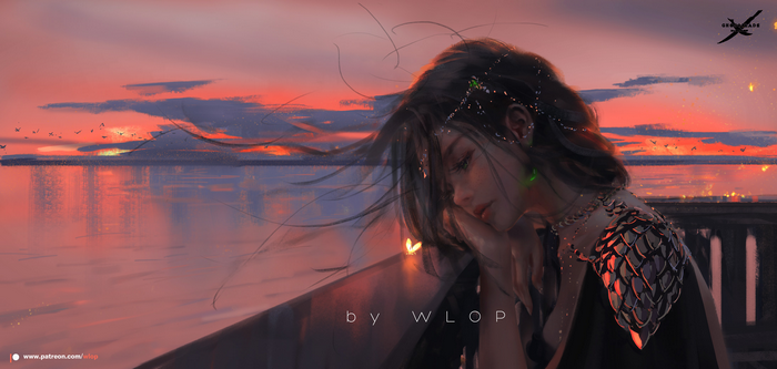 Ghostblade Artwork Featuring Aeolian Princess at Sunset