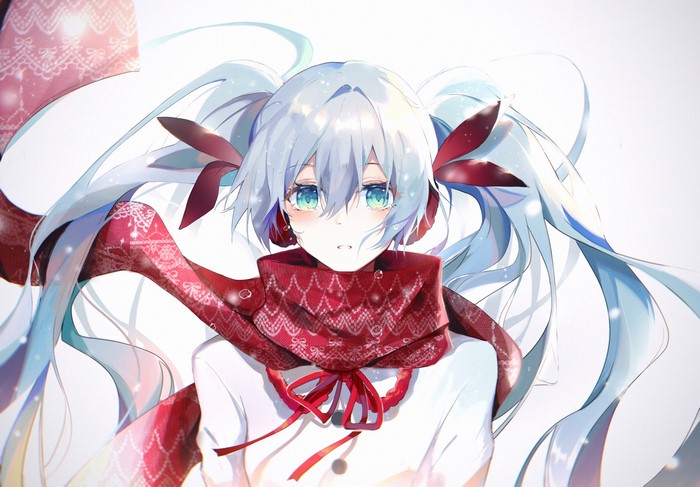 scarf, anime girls, Vocaloid, Hatsune Miku
