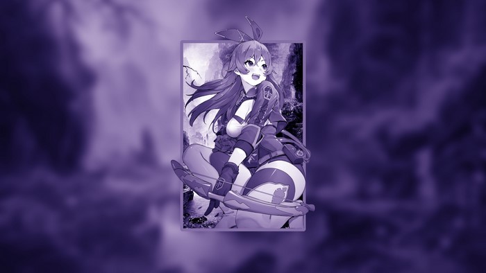 women, anime, Amber (Genshin Impact), render in shapes, picture-in-picture