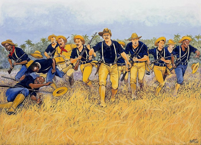 soldier, Spanish American War, war, Teddy Roosevelt, artwork, men