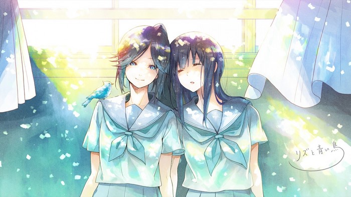 4K, yuri, school uniform, anime girls, Kasaki Nozomi, Hibike! Euphonium, Yoroizuka Mizore (Hibike! Euphonium)