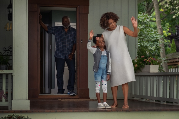 Alfre Woodard and family on porch