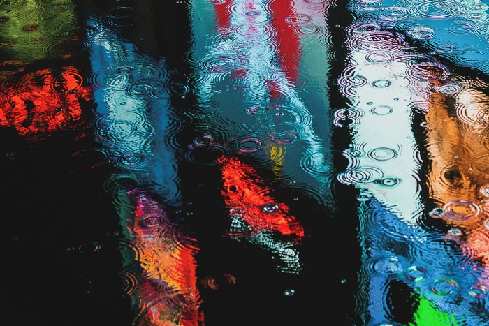 night, rain, lights