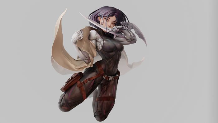 4K, simple background, Alita: Battle Angel, anime, Gally, anime girls