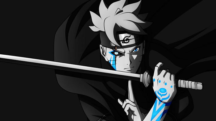 Anime Boy with Sword and Blue Eyes