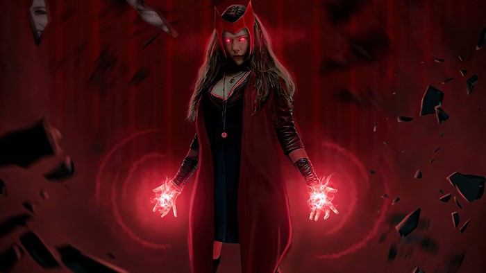 4K, women, cleavage, Scarlet Witch, Marvel Cinematic Universe, Marvel Comics