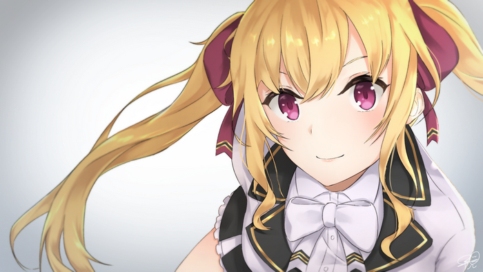 blonde, Nijisanji, anime girls, Shirayuiii, smiling, Takamiya Rion