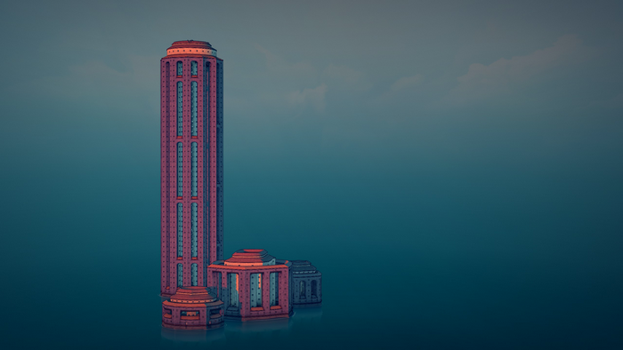 minimalism, skyscraper, architecture, video games, town, video game art, skyline, digital art, Townscaper
