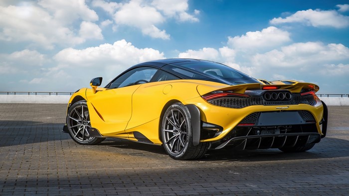 sports car, clouds, supercars, vehicle, yellow cars, McLaren 765LT, McLaren, car