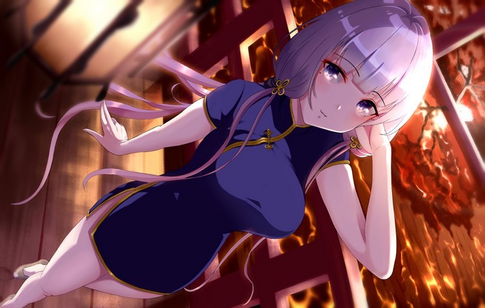 anime girls, smiling, white hair, Akira Shiun, dress, Illustrious (Azur Lane), Azur Lane