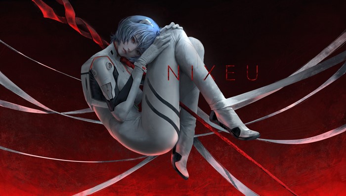 women, Neon Genesis Evangelion, digital art, Nixeu, fan art, Ayanami Rei