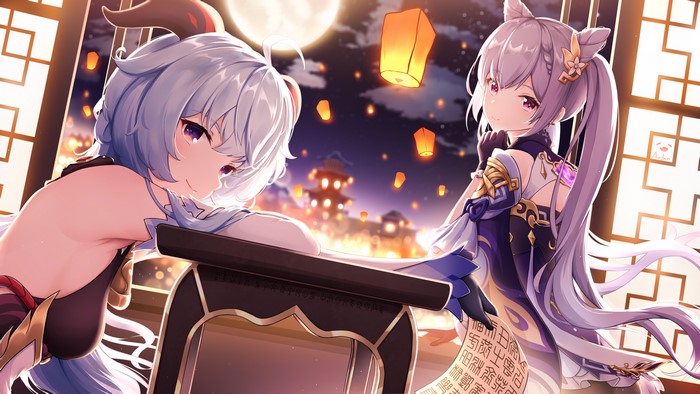 Keqing (Genshin Impact), Genshin Impact, Ganyu (Genshin Impact), anime girls
