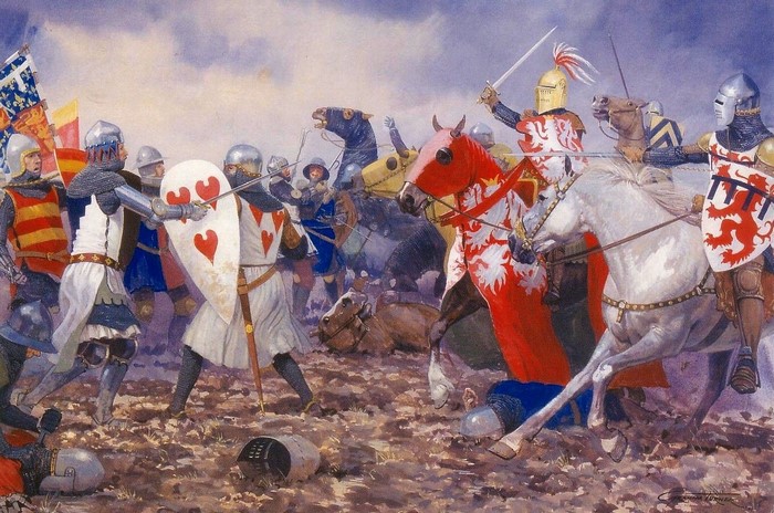 knight, soldier, history, Battle of Crecy, artwork, military, war