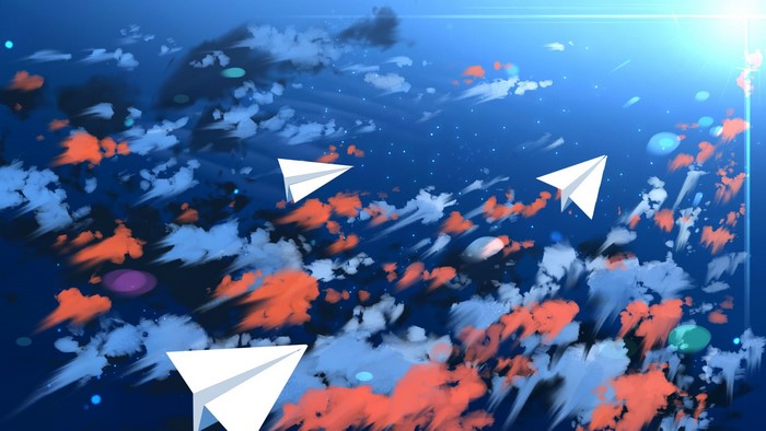 sky, paper planes, anime