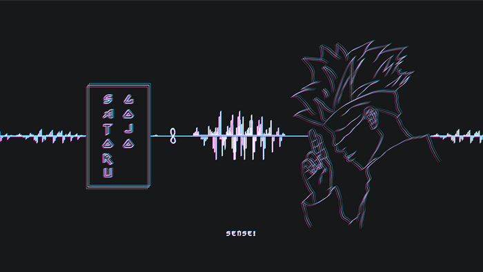 4K, glitch art, dark background, anime boys, Sensei, anime, dark, Jujutsukaisen, Satoru Gojo, Jujutsu Kaisen