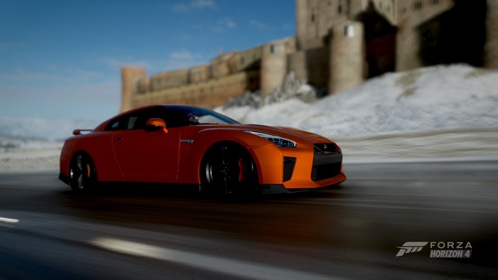 castle, GTR R35, racing, winter