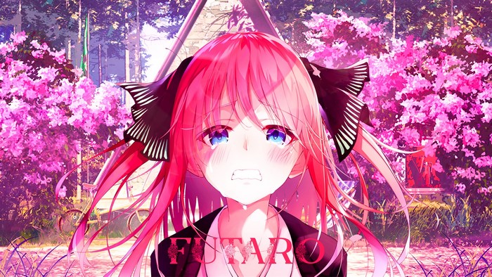 crying, looking at viewer, 5-toubun no Hanayome, Nakano Nino, blue eyes, pink hair, sad, anime girls, anime, Uesugi Fuutarou, tears, face