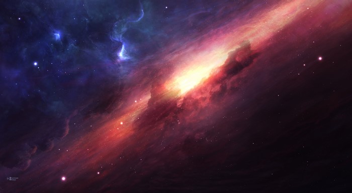 4K, purple sky, nebula, space, sky, Andromeda, black holes, stars, Milky Way