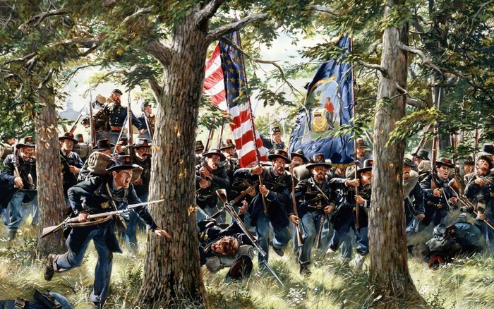Iron Brigade, Civil War, soldier, war, flag, military, artwork
