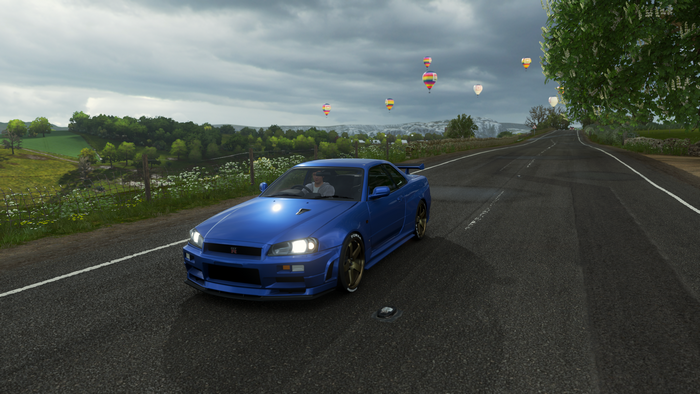 Forza Horizon 4, video games, Nissan, blue cars, vehicle, 2002 Nissan Skyline GT-R V-SPEC II, car
