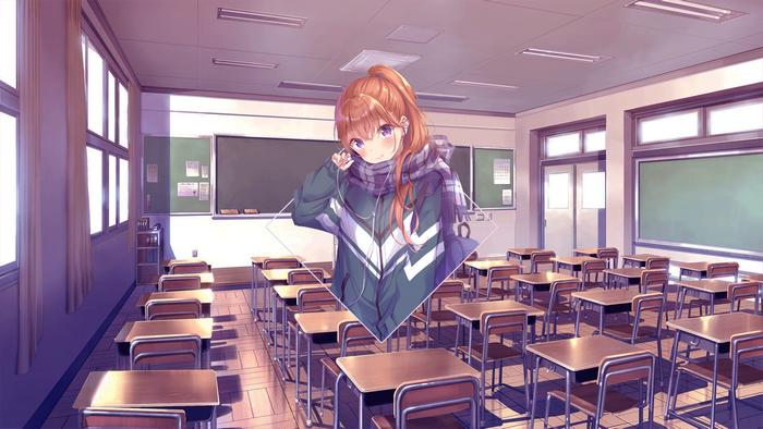 abstract, digital art, anime girls, classroom, school, landscape, anime, metalanguage, picture-in-picture, Photoshop