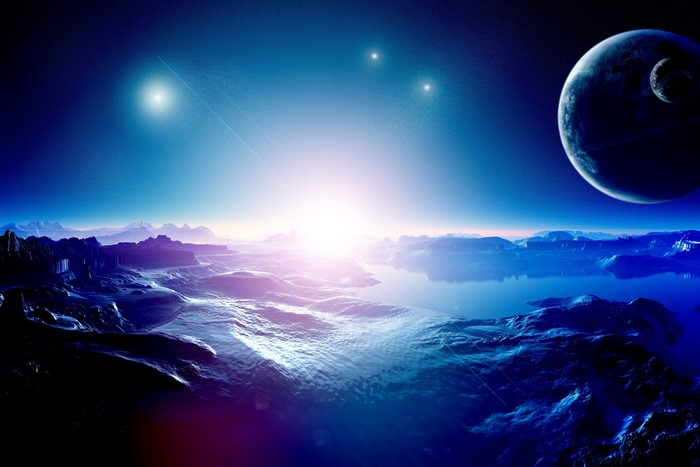 4K, Moon, stars, galaxy, Milky Way, sunset, planet, nebula, black holes