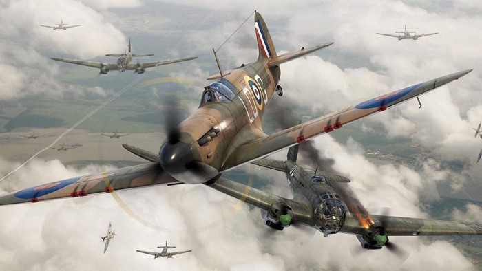 airplane, spitfire, World War II