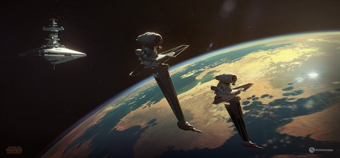 planet, Star Destroyer, Star Wars, science fiction, Star Wars Ships, Rasmus Poulsen, ArtStation, artwork