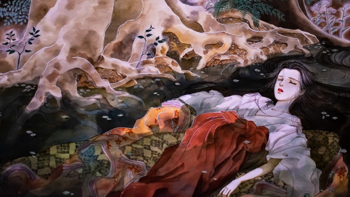 4K, traditional art, anime girls, watercolor, antiques, Japanese Art