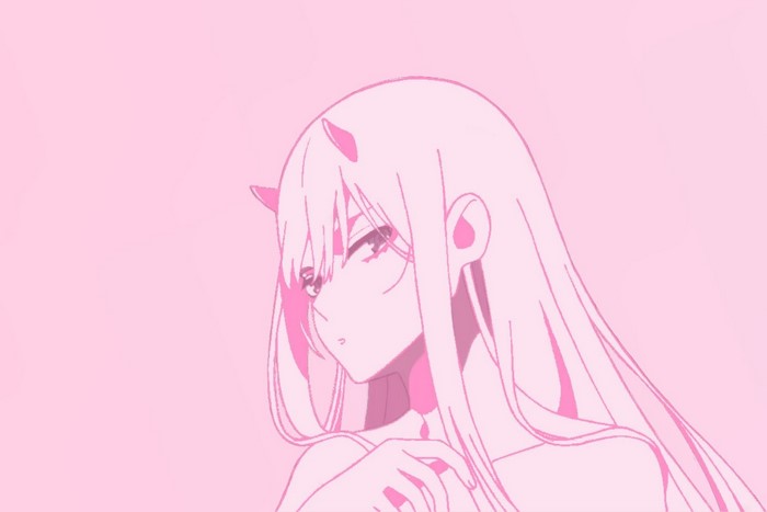 horns, anime girls, women, looking at viewer, Darling in the FranXX, anime, simple background, Zero Two (Darling in the FranXX)