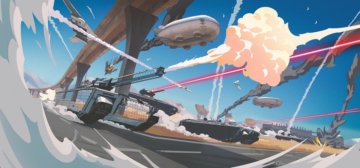 science fiction, military vehicle, artwork, tank, vehicle, futuristic, ArtStation, war, Olga Kim, military