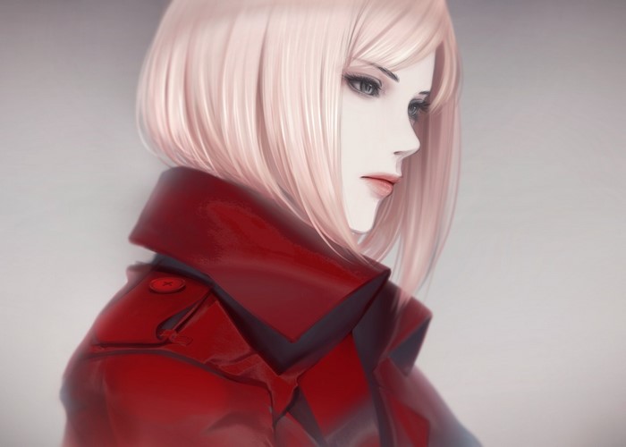 short hair, Komatsuna, blonde, original characters, anime, women, anime girls, simple background