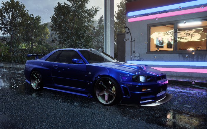 video games, Nissan, Need for Speed: Heat, vehicle, car, Nissan Skyline R34, blue cars