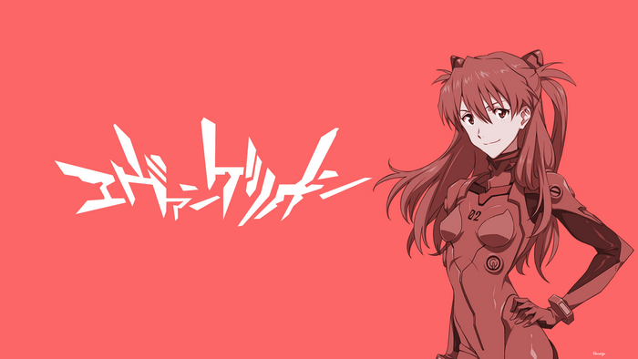 Neon Genesis Evangelion, Asuka Langley Soryu, mecha fight, mecha girls, red background