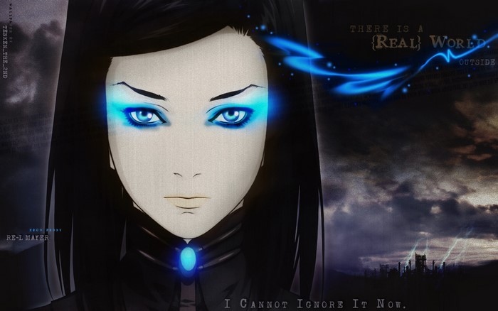 anime, dark hair, women, looking at viewer, anime girls, Re-l Mayer, Ergo Proxy, face, dark, blue eyes